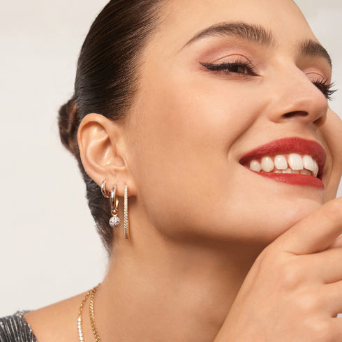 Gold Pave Hoop Earrings